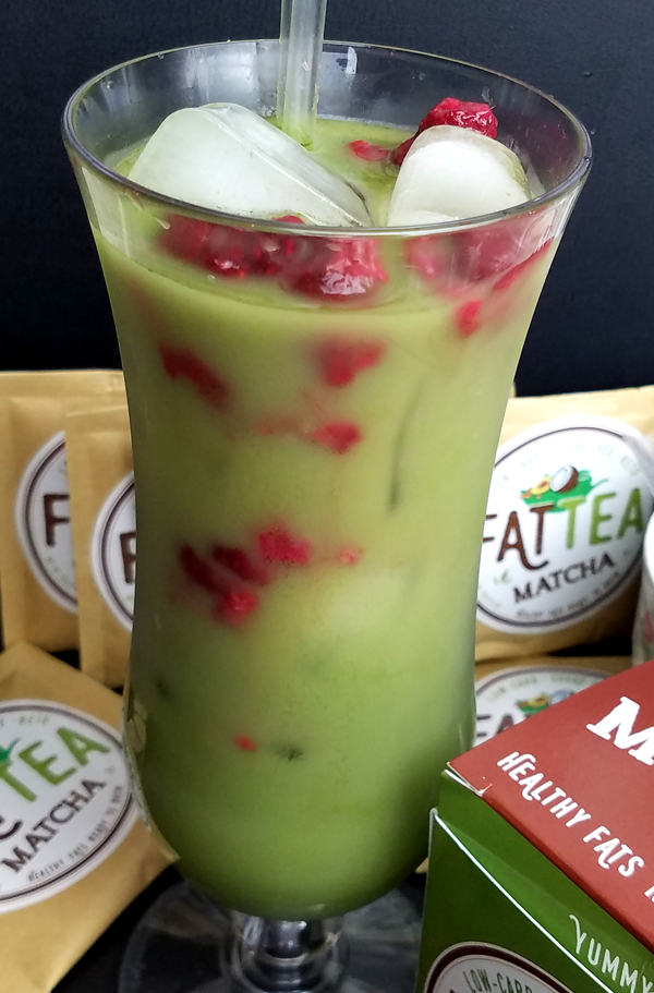 Low Carb Fruit Tea - Keto Matcha MCT Tea with Raspberries